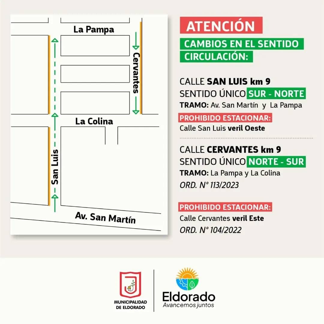 Cambios en el sentido de circulación de las calles San Luis y Cervantes